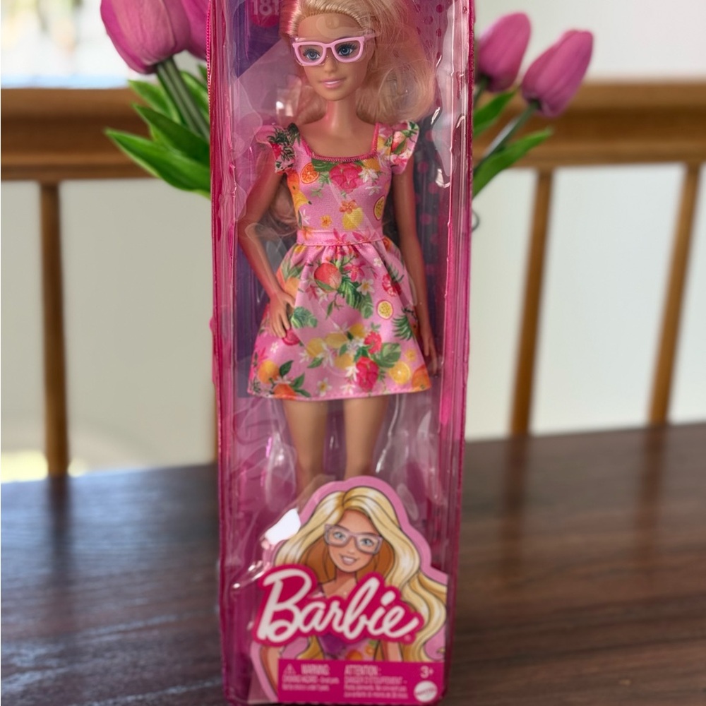 Barbie Fashionistas #181 Doll Pink Fruit Dress Glasses NIB Mattel